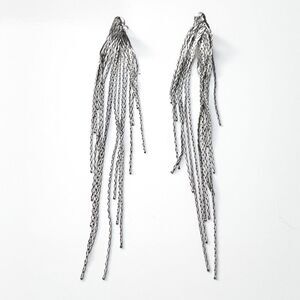 Flowy Tentacle Metal Chain Earrings 5"